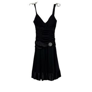 NWT VTG Y2K XOXO Black Slinky Satin Mesh Ruched Whimsygoth Dark Fairy Dress SZ M